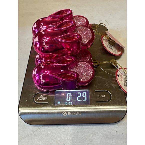 Set of 3 Packed Party Shiny Pink Bunny Slipper Christmas Ornaments (NWT-READ) - Picture 10 of 10